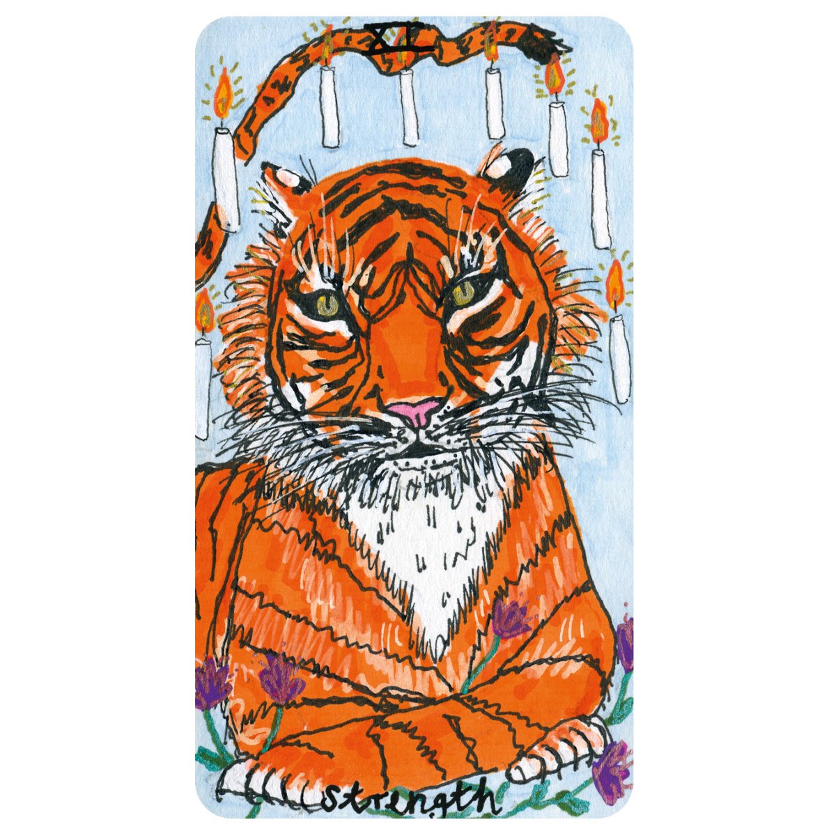 SmithArizona's tweet photo. Happy year of the tiger #LunarNewYear 

Hand-painted Strength card from Purple Diamond Tarot https://t.co/2QUr1h9CFy