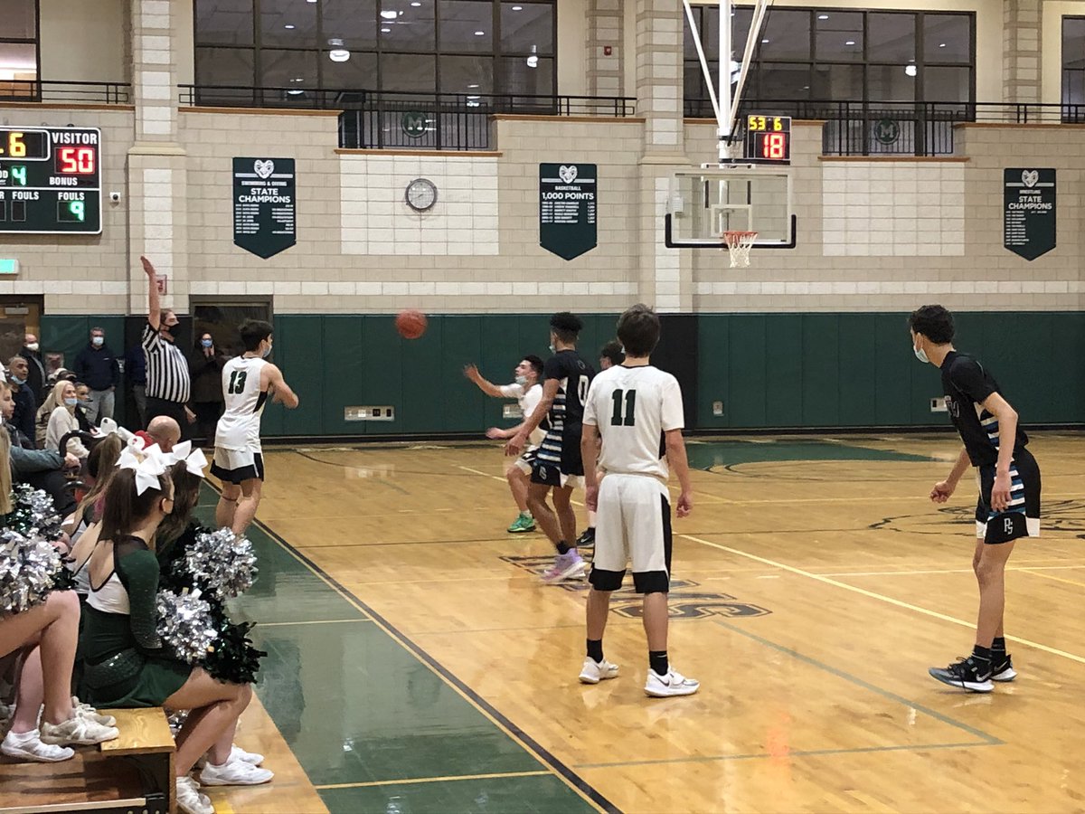 Marshfield defeats Plymouth-South in Boys Basketball in a great High School Basketball game. Connor Walden, 15 points,  and James Leach, 14 points led the Rams scoring attack.