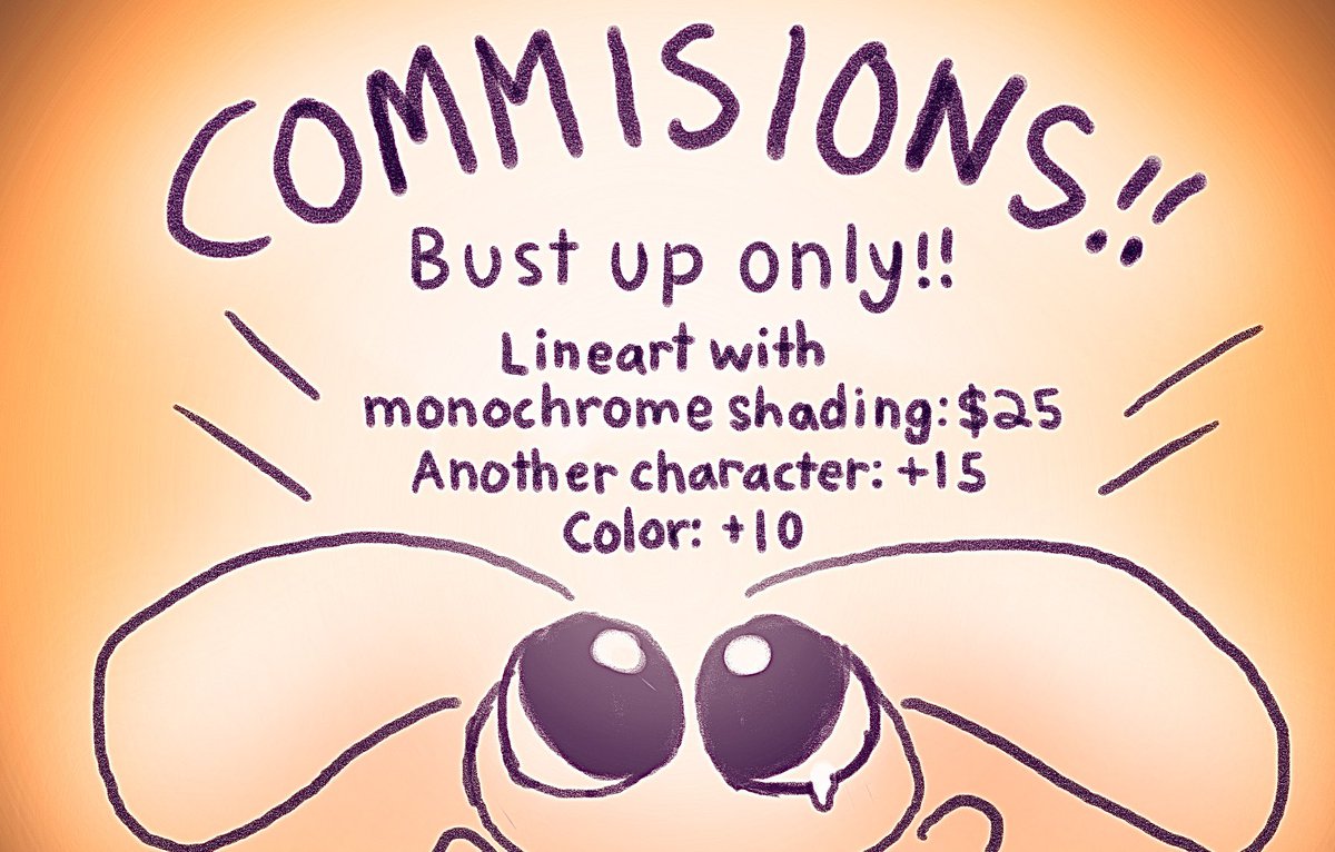 Opening comms!!! First come, first serve, payment method via paypaI 

Examples in thread!! 