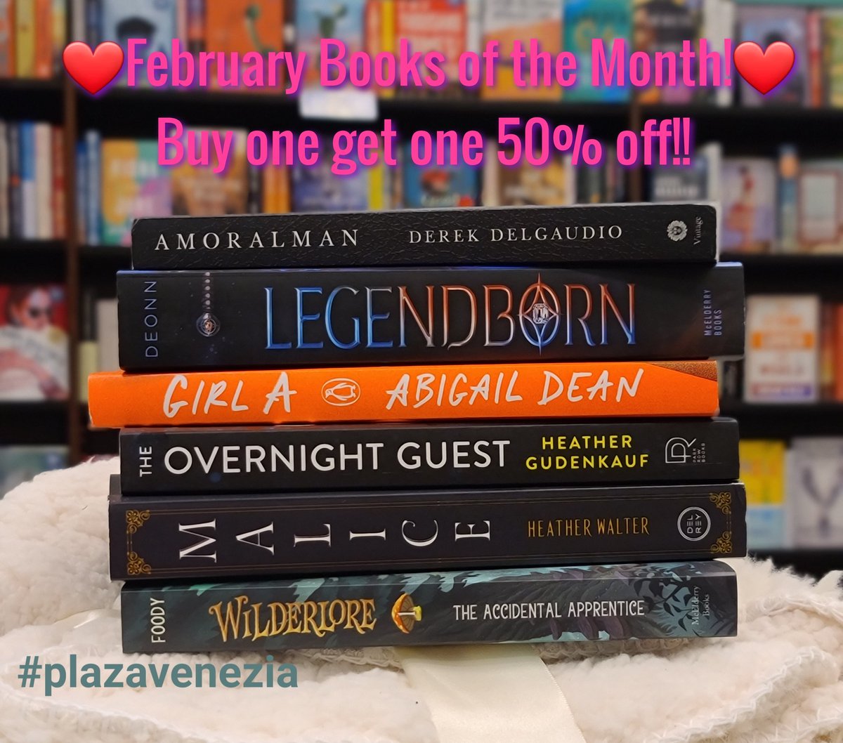 We are so excited about February's Books of the Month! Can't decide which one to buy? Great news! They are buy one, get one 50% off!
 
#bnplazavenezia #bn #bnvolved #drphillips #bnbuzz #books #amoralman #legendborn #girlA #theovernightguest #malice #theaccidentalapprentice