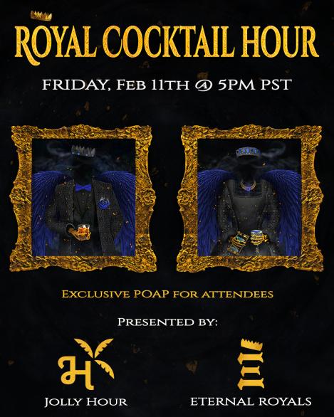 👑🥃Royal Cocktail Hour

Friday, 2/11 at 5pm PST/8pm EST

Royals token holders are invited to join us for a night of a craft cocktail class on zoom.

This will be hosted by fellow Royal @Cryptosurfer325 who owns Jolly Hour.
 
instagram.com/jollyhour/

More details in discord!