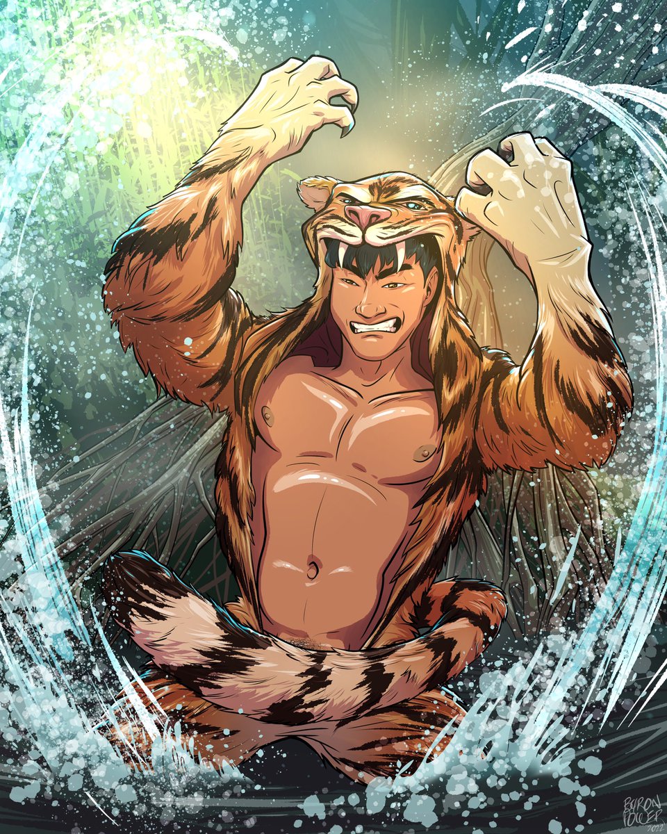 Byron_Power's tweet photo. Happy Year of the Tiger, Tweeters! #YearOfTheTiger #gayart #bara #beefcake #gaycomics #byronpower
Dick-out version on my Patreon, obvs 😉 https://t.co/G7swbVMVUb