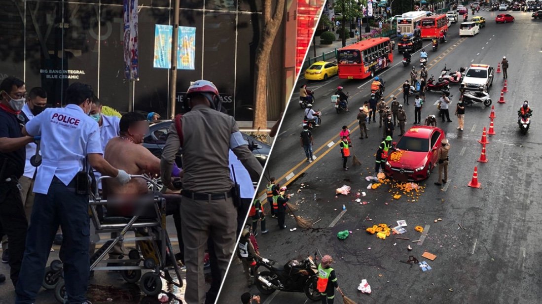 ASEANNOWTH's tweet photo. Bangkok: Wealthy real estate man releases cobras, performs weird rite, slashes self outside Central World - AGAIN https://t.co/7nsO1qmkhf https://t.co/39JqaZSNx2