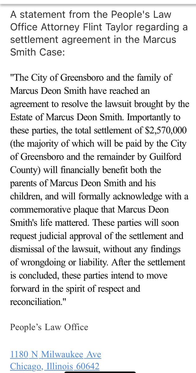 Marcus Smith was hogtied and suffocated to death by Greensboro police. The city lied to Marcus’s family about what happened and has stonewalled them for 40 months. This is a mere fraction of what the Smith family is owed. 

truthout.org/articles/cops-…