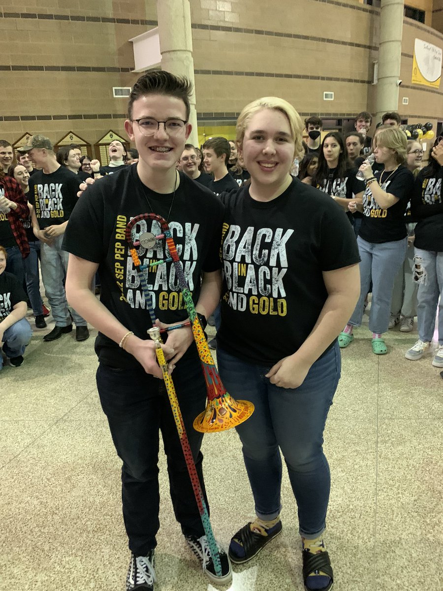 Tonight, the Merlin Gamble Memorial Trombone was passed from senior Brandy Burge to junior Cade Parker. The proud RAM legacy of Merlin and his support of SEP athletics and the SEP Band lives on! <a href="/SEPSchools/">SEP Schools</a> <a href="/SEPolkRams/">Southeast Polk Rams</a>