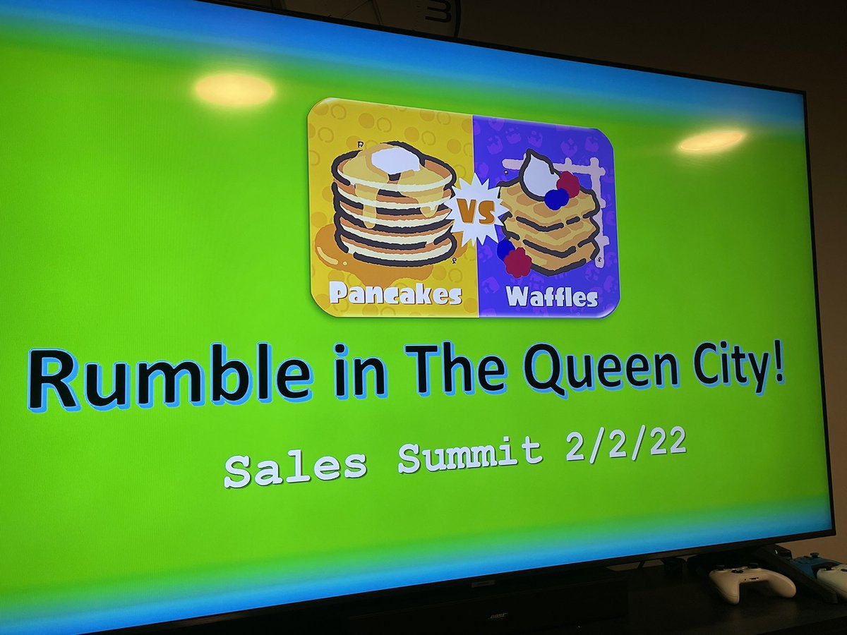 DanGundry's tweet photo. Excited for tomorrowโs @vistacom_inc Sales Summit 2022! At the end of the day, weโll split into teams and play a game of Pancakes vs Wafflesโฆ included the fight cards for LinkedIn vs Twitter and the head-to-head of newbies @CLeskowich and Jason Holbrook. #avtweeps #SalesIsLife https://t.co/4I8KQUjOj3