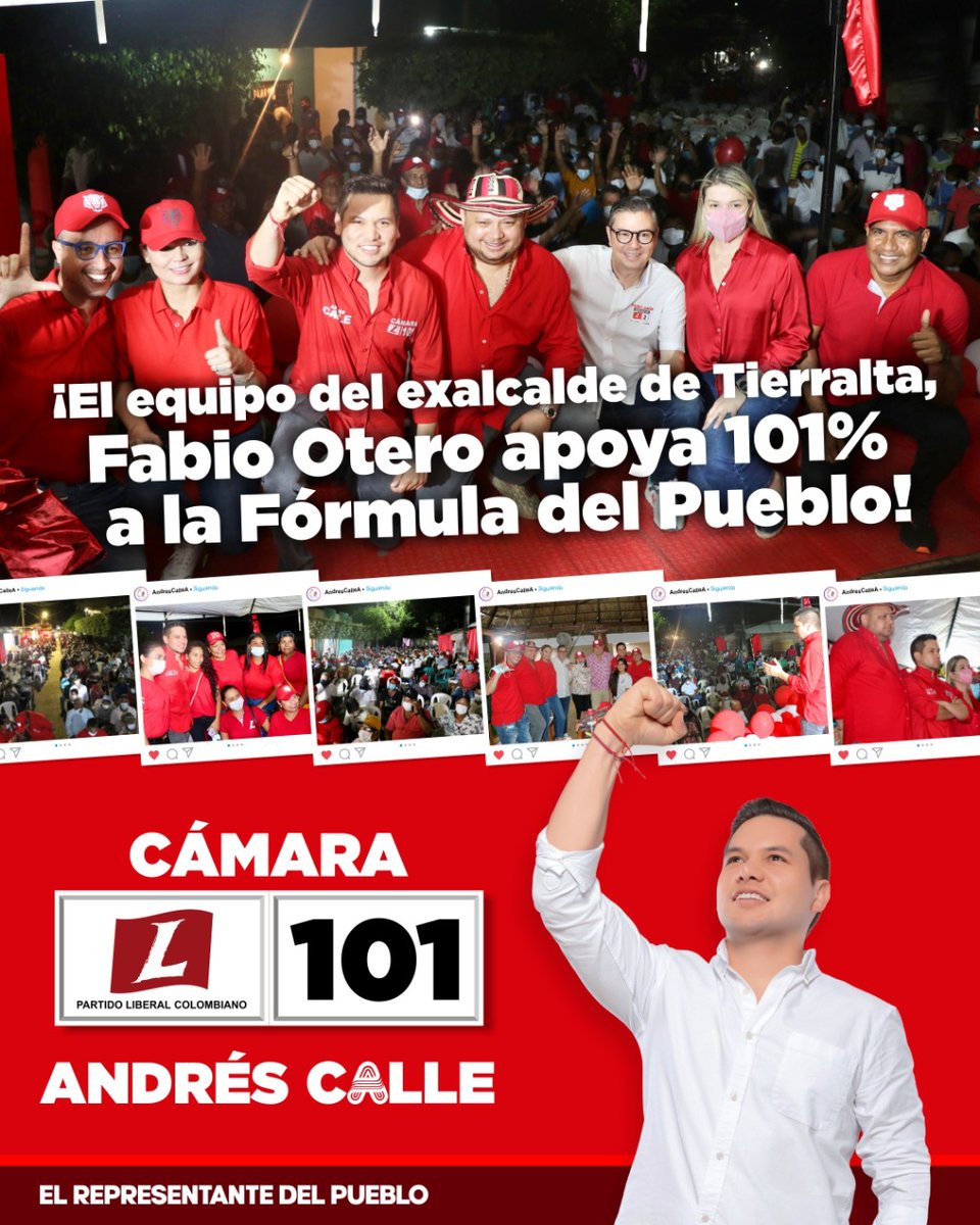burbujapolitica (@burbujapolitica) on Twitter photo Cuando los líderes se unen, el pueblo también se une a las grandes causas.
El líder natural de Tierralta, <a href="/FabioOteroA/">Fabio Otero Avilez</a> (Fabio Otero) está con el líder natural del sur de Córdoba, <a href="/AndresCalleA/">ANDRÉS CALLE</a> (Andrés Calle). @Gabocalle <a href="/PartidoLiberal/">Partido Liberal</a> <a href="/fabioaminsaleme/">Fabio Amín Saleme</a> Cuando los líderes se unen, el pueblo también se une a las grandes causas.
El líder natural de Tierralta, <a href="/FabioOteroA/">Fabio Otero Avilez</a> (Fabio Otero) está con el líder natural del sur de Córdoba, <a href="/AndresCalleA/">ANDRÉS CALLE</a> (Andrés Calle). @Gabocalle <a href="/PartidoLiberal/">Partido Liberal</a> <a href="/fabioaminsaleme/">Fabio Amín Saleme</a>