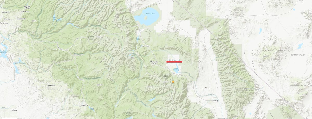 BCquakehelp's tweet photo. #LongValley🌋 = Toms Place/#MammothMtn
2-1-2022  👆Current/ongoing swarm area

'Long Valley Caldera is a '#supervolcano' storing 240 CUBIC MILES of magma under #MammothMountain in #California.' 
👉@Forbes article: https://t.co/CAuH8iHkbX

#earthquake #volcano #spaceweather🧐 https://t.co/0LVKm62Q8M