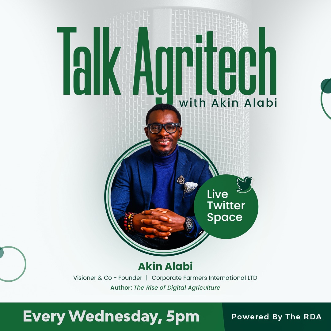 It's another Wednesday for Talk AgriTech with Akin Alabi on Twitter Space - today's discussion will be on the IMPACT OF SOCIAL MEDIA 📱 💻 🎙️ as a digital tool for the #Agricultural Ecosystem #ICT4Ag 

Time: 5pm

cc: @woye1