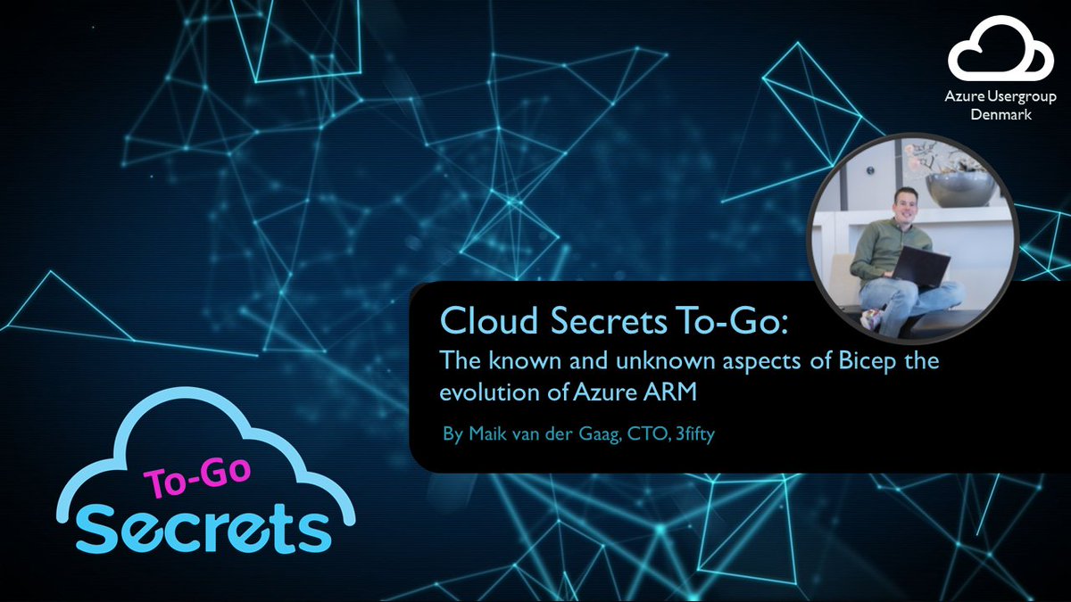 Join us for the next Cloud Secrets to-go online meetup - this time with @maikvandergaag who will share 'The known and unknown aspects of Bicep, the evolution of Azure ARM' on Feb. 9th at 12:00 CET

Signup via our meetup page 👉 meetup.com/Azure-Usergrou… #azure #azugdk