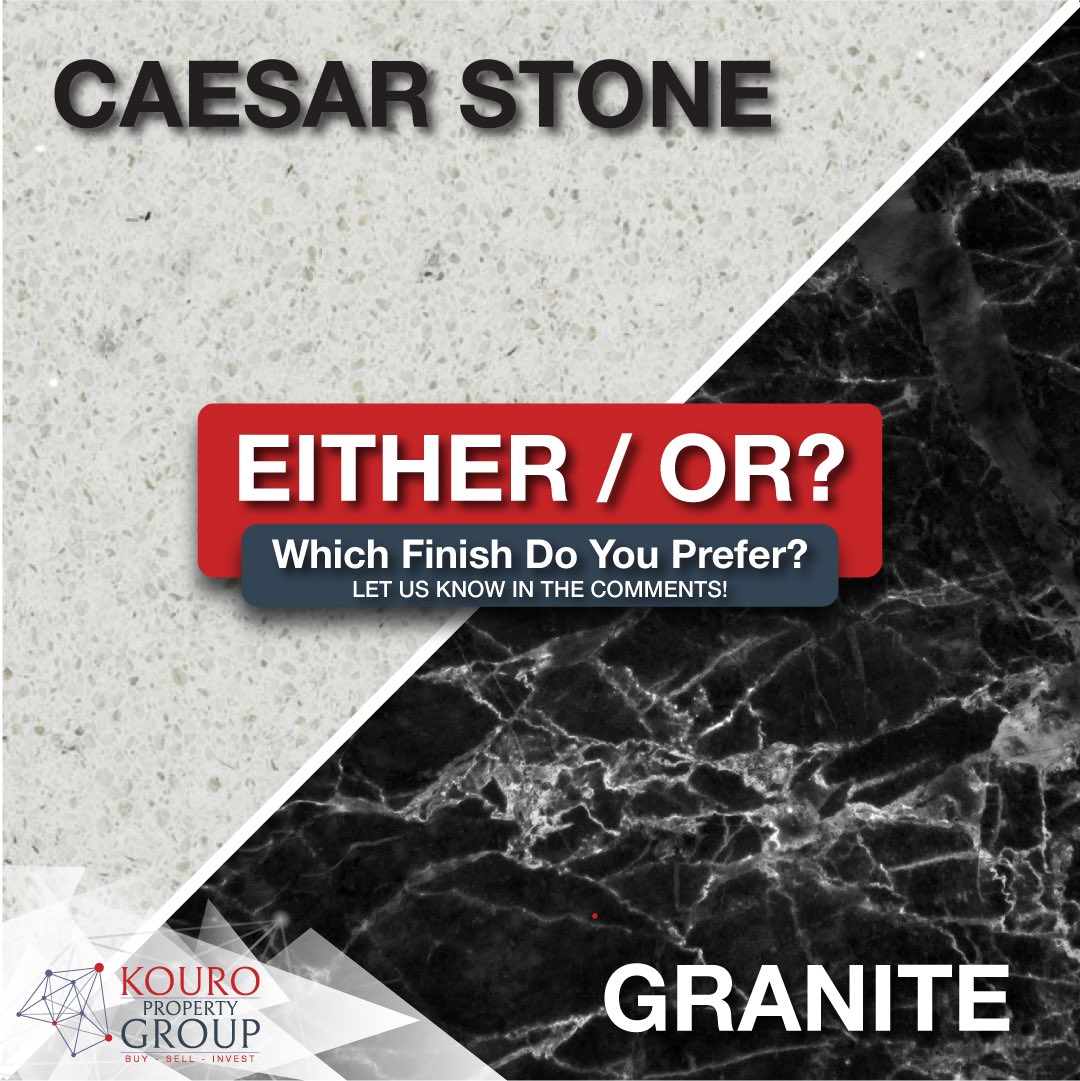 What’s your top pick? A Caesar stone counter top or a Granite counter top? 👀💜
Drop us a comment below and let us know what you think?
#kouro #kouropropertygroup #kourohomes #granite #caesarstone