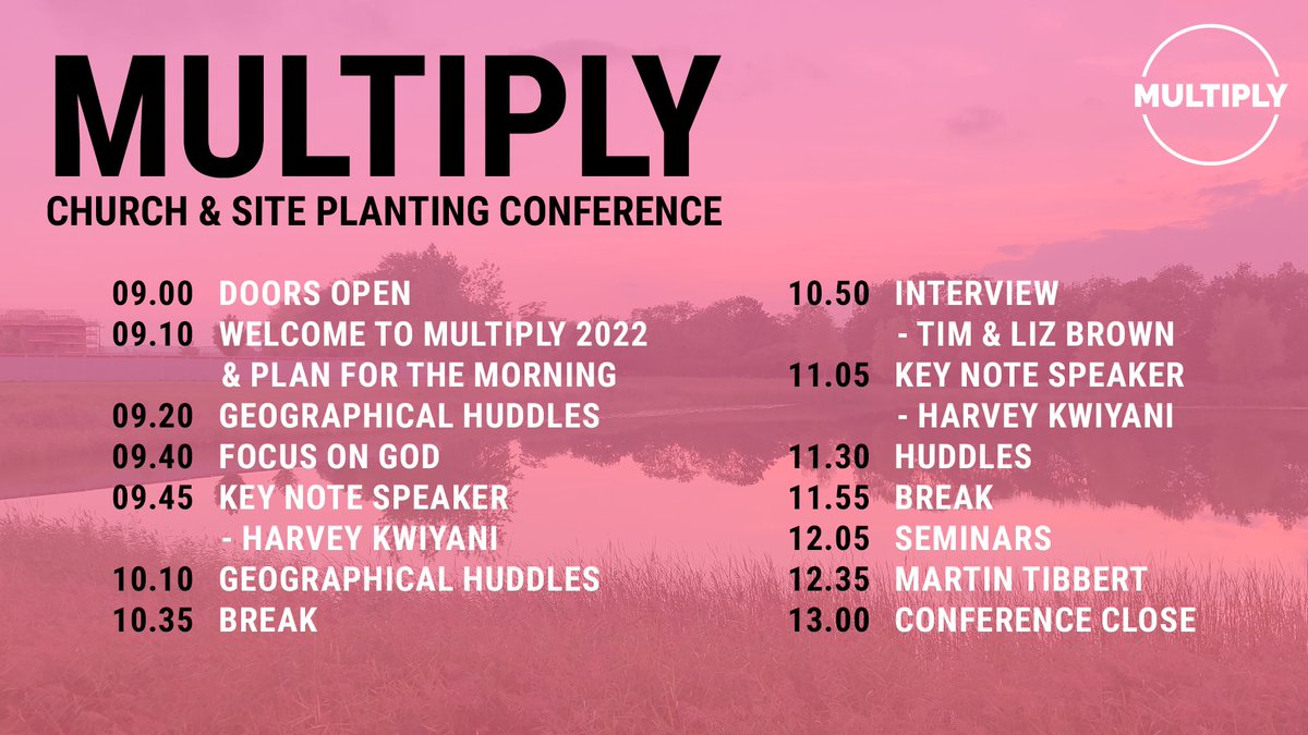 MultiplyConf's tweet image. Just three days to go!
Here's what the morning will look like...

woodsidechurch.com/multiply