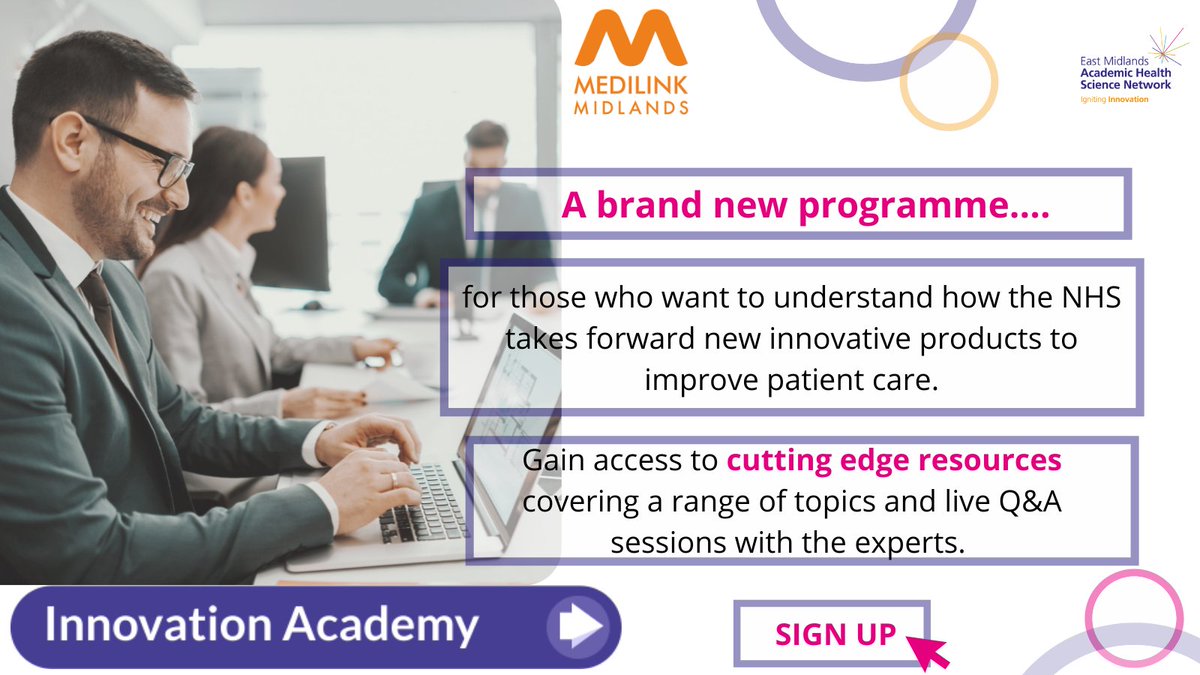 Medilink WM (@medilinkwm) on Twitter photo If you have an idea, or solution & would like to gain an insight into how the #NHS takes on new products. Sign up for the Innovation Academy – A free programme delivered by <a href="/EM_AHSN/">Health Innovation East Midlands</a> & @MedilinkEM Benefit from webinars & Q&A sessions with experts. Register:bit.ly/EMAHSNAcad If you have an idea, or solution & would like to gain an insight into how the #NHS takes on new products. Sign up for the Innovation Academy – A free programme delivered by <a href="/EM_AHSN/">Health Innovation East Midlands</a> & @MedilinkEM Benefit from webinars & Q&A sessions with experts. Register:bit.ly/EMAHSNAcad