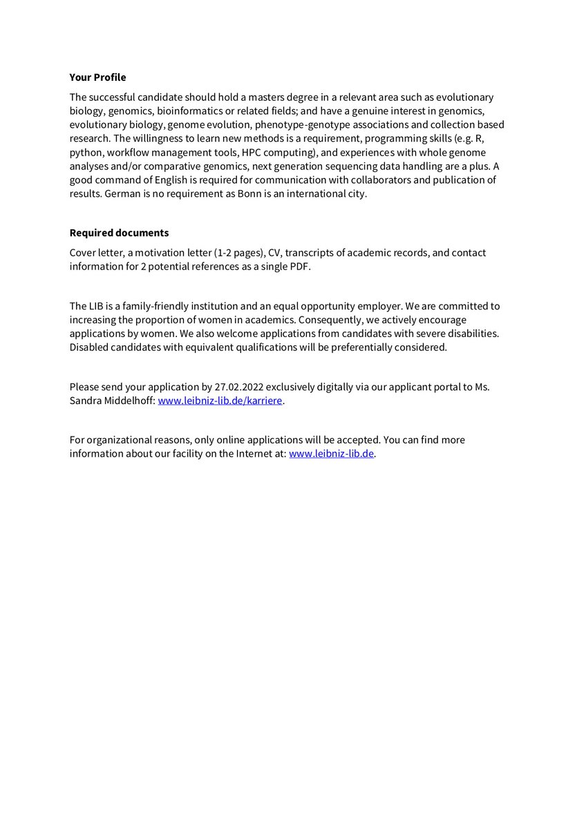 astrid boehne (@astrid_boehne) on Twitter photo Genomics Job Alert, join my team <a href="/Leibniz_LIB/">LIB</a>, looking for two PhD candidates to work on #sex_chromosomes in #cichlid 🐟 in a project funded by <a href="/dfg_public/">DFG public | @dfg_public@wisskomm.social</a> and #genomics of #museum collections funded by <a href="/LeibnizWGL/">Leibniz-Gemeinschaft</a>, for details see leibniz-lib.de/en/karriere/ Genomics Job Alert, join my team <a href="/Leibniz_LIB/">LIB</a>, looking for two PhD candidates to work on #sex_chromosomes in #cichlid 🐟 in a project funded by <a href="/dfg_public/">DFG public | @dfg_public@wisskomm.social</a> and #genomics of #museum collections funded by <a href="/LeibnizWGL/">Leibniz-Gemeinschaft</a>, for details see leibniz-lib.de/en/karriere/