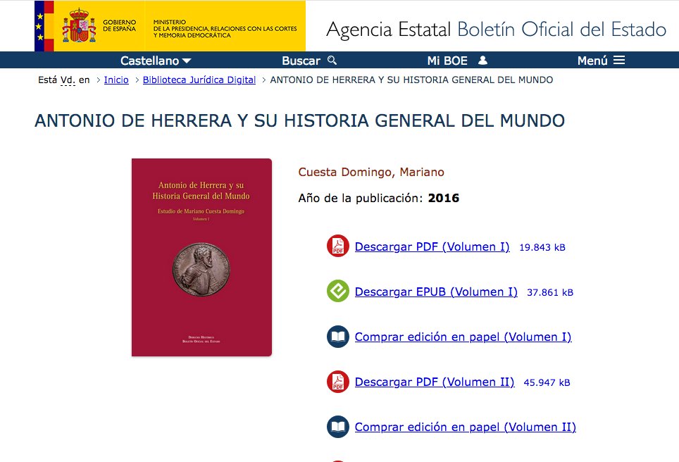 pruedar's tweet photo. La crónica de Antonio de Herrera, el Cedulario indiano y otros sobre leyes de Indias están disponible en la Biblioteca Jurídica Digital (descargable en pdf) en https://t.co/MR29inr186 https://t.co/HO7J3OIRde