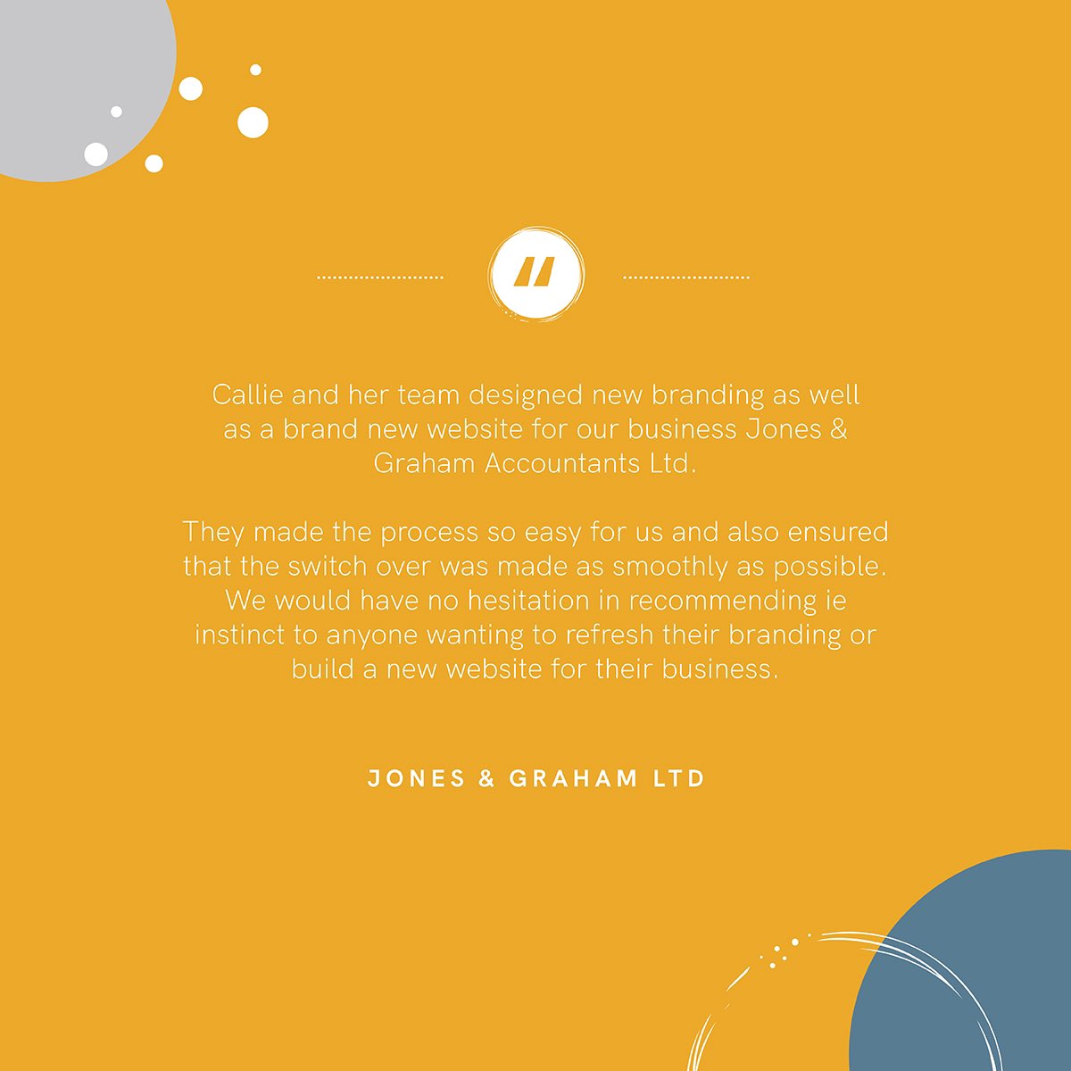 Testimonial time⬇️

We are so thankful to work with such lovely clients and taking the time to leave us reviews (as good as this one!) is wonderful. 

#ieinstinct #workitwednesday #testimonial #review #marketing #website #branding