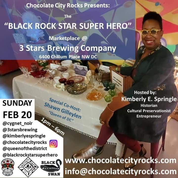Join us for a special BHM Marketplace!
<a href="/Head_Roc/">Head-Roc</a> 
<a href="/ChocolateCityRX/">Chocolate City Rocks</a> 
<a href="/QueenofDC1/">Queen of DC</a> 
<a href="/TiffanieSherrer/">Tiffanie</a>