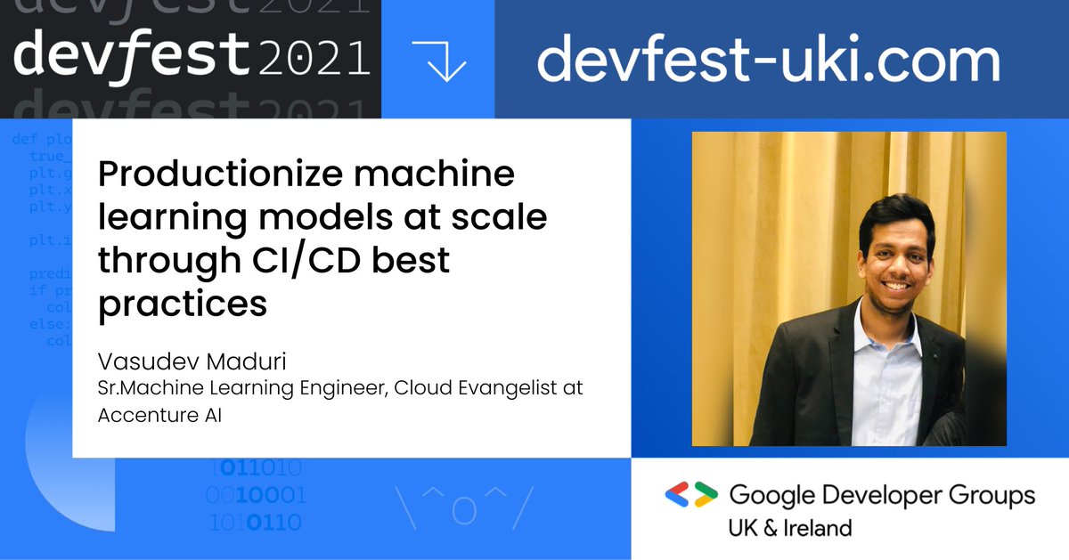 📺Watch <a href="/devmaduri/">Vasudev Maduri</a> ‘s talk “Productionize machine learning models at scale through CI/CD best practices” and catch up on all the talks here 

bit.ly/devpartyYouTube

#devfestuki #ai #ml #cloud #devops #webdevelopment #mobile #android #diversity #inclusion #womenintech