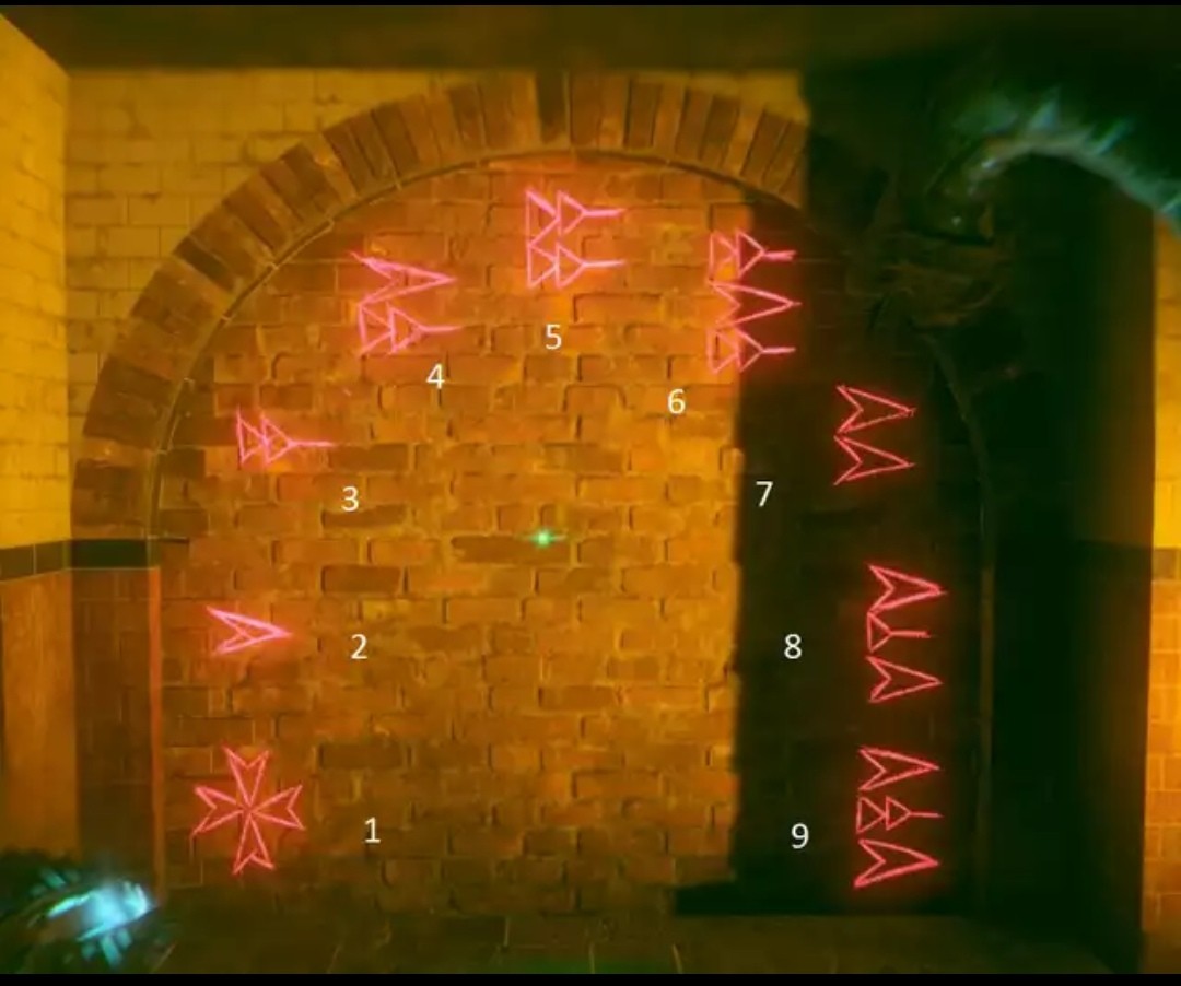 Hiroyan_live's tweet image. 質問っ！みんなこの暗号どういう風に覚えてる？
特に1、2、3、8を教えて欲しいなぁ～
ちなみにひろやんは
1.花
2.Ｖ”ブイ”（Vが横になってるから）
3.”ニ”(△が2ついてるから)
8.V 1 V”ブイイチブイ”(中段は△が1つだけついてるから)
#bo3 #shadowsofevil