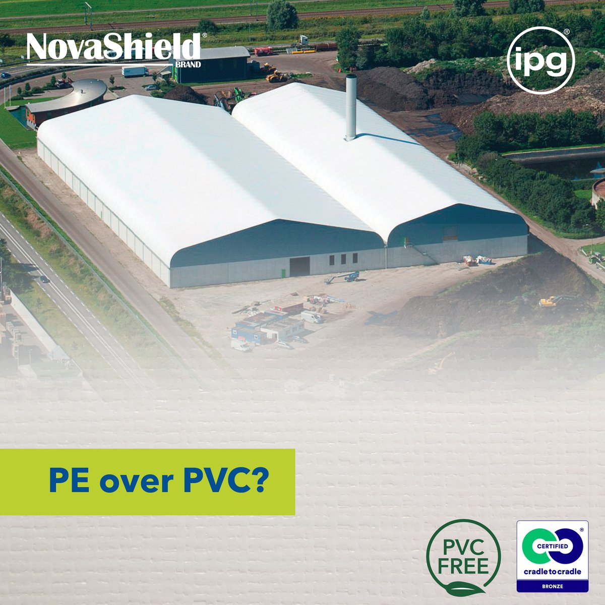 NovaShieldBrand's tweet photo. The planet matters to us; it should matter to you! NovaShield is the first sustainable structure fabric solution in the world to achieve C2C Bronze Certification and is PVC Free.🌍

NovaShield costs less than similar performing PVCs.
Lighter weight = lower installation costs https://t.co/JJ6LWdOAwV