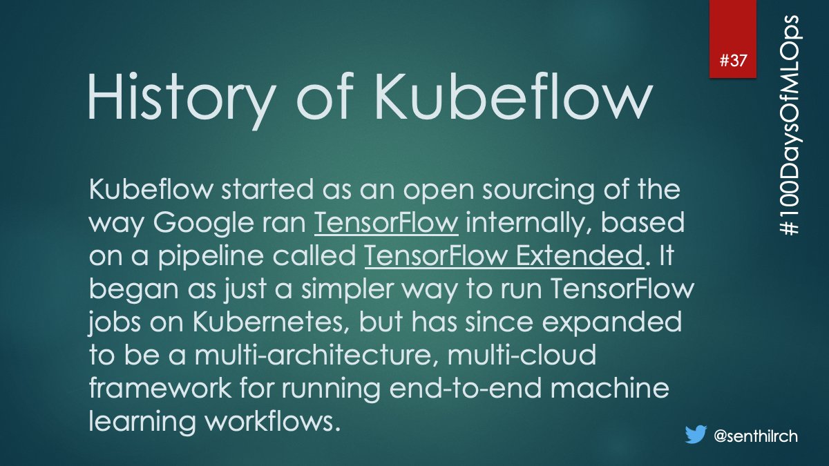 senthilrch's tweet photo. โ๏ธ Day 37 of #100DaysOfMLOps
๐ History of Kubeflow @kubeflow
https://t.co/JSufl75l7l
#ArtificialIntelligence #AI #MachineLearning #MLOps #DevOps #DataScience #Technology #Software #Python https://t.co/VluY59K5ao