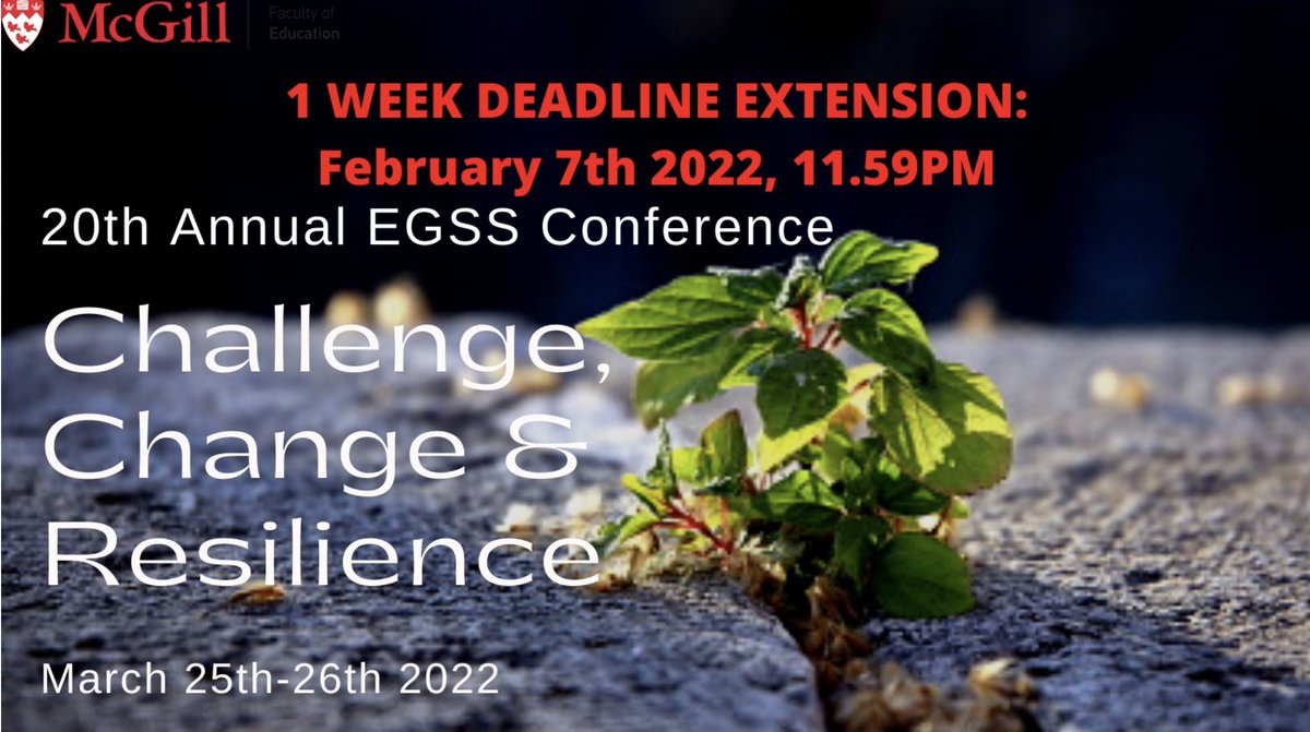 GREAT NEWS! We're extending our deadline to submit an abstract to present at the EGSS Conference! You now have until February 7, 2022, at 11:59. Get your abstract in ASAP!

Read more and submit here: egssconference.wixsite.com/20thannual-ccr…

<a href="/EGSSatMcGill/">EGSS McGill</a> <a href="/PGSS_McGill/">PGSS</a>