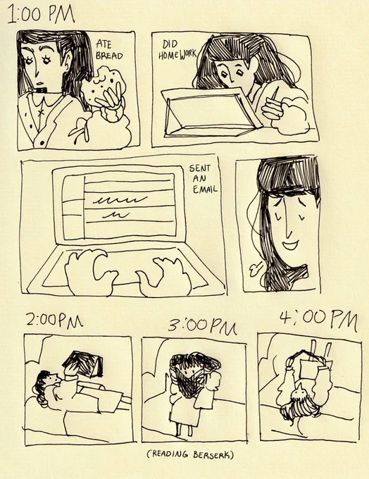 very rough hourly comics from my sketchbook :) 