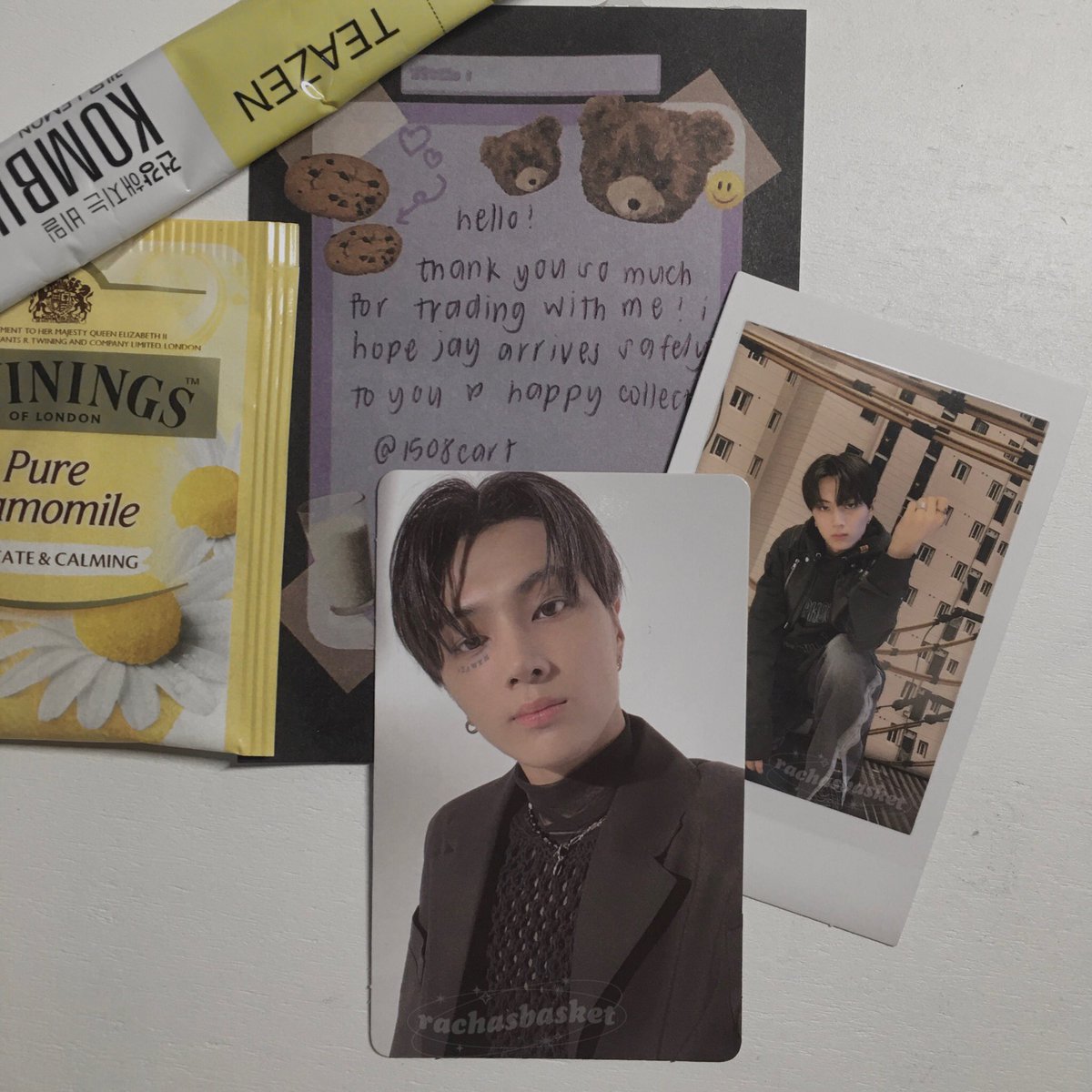rachasbasket's tweet photo. — ✦ happy mail
💌 ⦙ @1508cart | #1508trades #1508proofs
hiii! jay came home safelyyy <3 thank you so much for trading w me ◡̈ i hope jake arrives to you safely!!
tysm for the freebies as well~
⁺◟ #rachasbmails https://t.co/WwYP7a90EJ