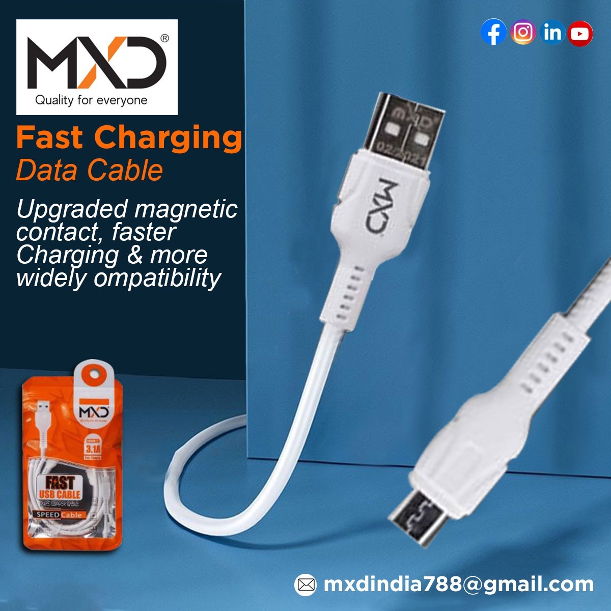 mxdindia's tweet photo. Fast Charging Data Cable
.
.
#MXD #chargingcable #cable #charger #mobilecharger #phonecharger #neckband #neckbandheadset #neckbandearphones #mxd #wirelss #wirelessearbuds #wirelessearphones https://t.co/x3I0Qpp3kj