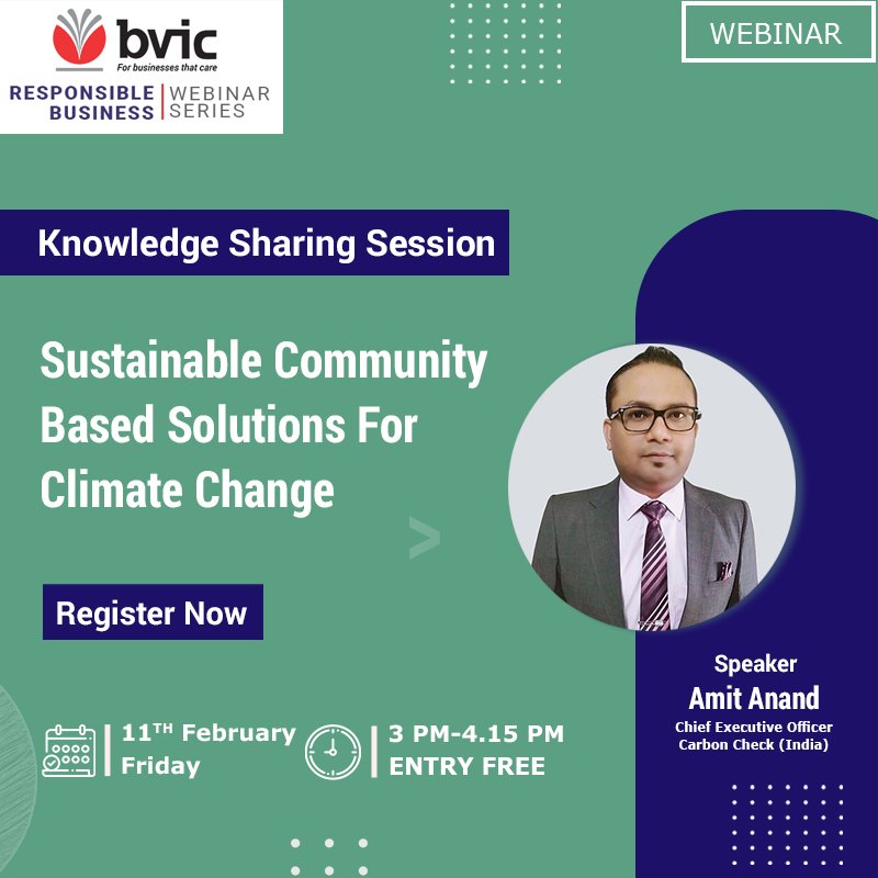 balavikasa_ngo's tweet photo. We are delighted to invite you to a webinar on ‘Sustainable community based solutions for climate change’, under the curated Responsible Business Series of BVIC. 
#climatechange #sdgs #communities #impact #csr #socialwork #environment #corporatesustainability #ngos #csrlaw https://t.co/OLeGAY8Jsk