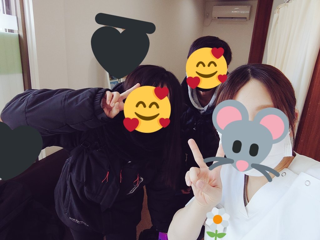 可愛いお二人が
施術受けに来てくれた🤗✨
みやっちお大事にね！！