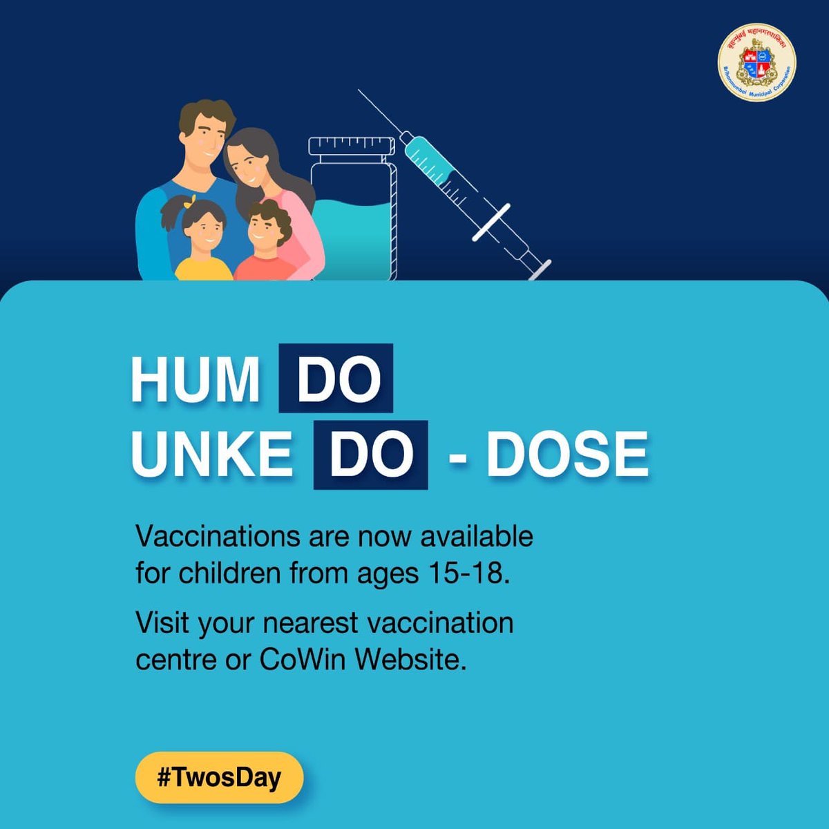 mybmc's tweet photo. In 'two' minds about the vaccine? Don't be. 
There is no 'two' ways about it!

Visit your nearest vaccination centre.
#TwosDay https://t.co/n4sMg3Dv6D