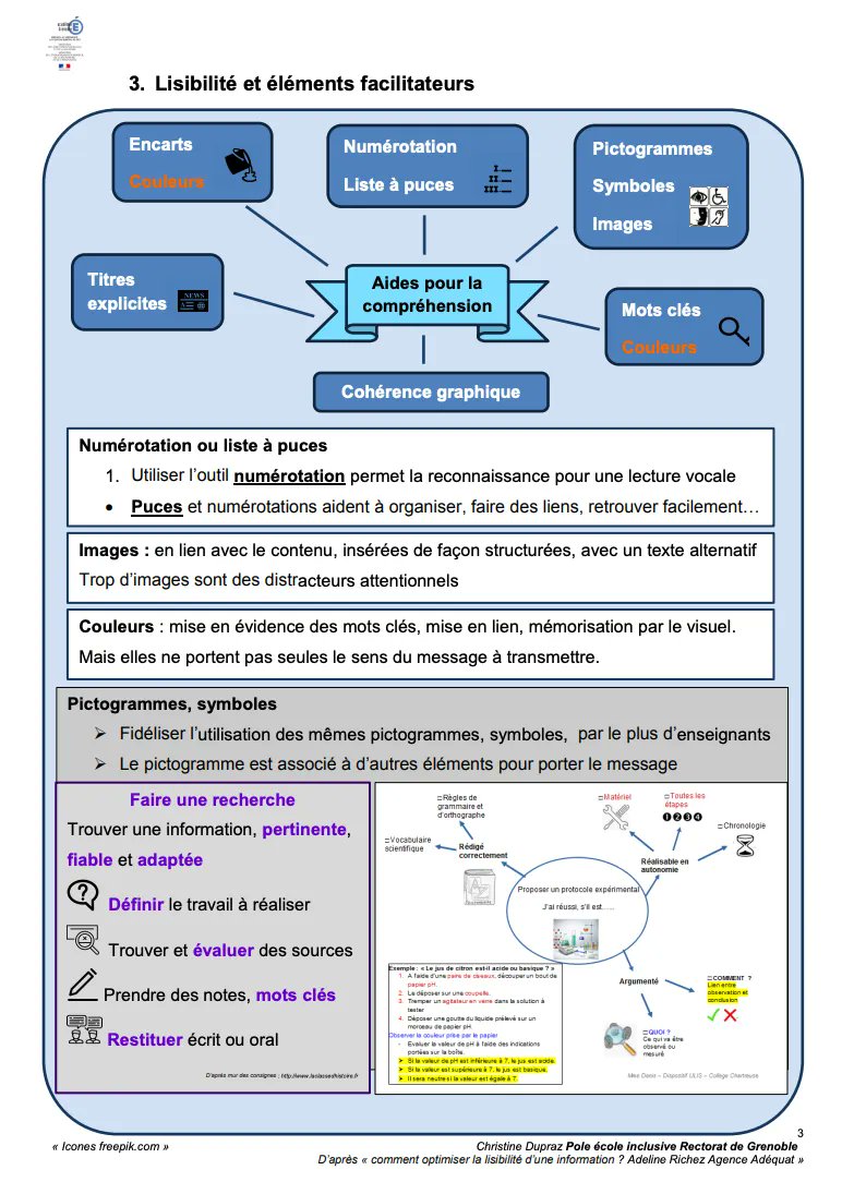 sophiaefrance's tweet photo. Comment rendre les cours accessibles à tous nos élèves quelle que soient leurs difficultés ? Voici des règles de bases sur l' #accessibilité à respecter pour leur éviter une surcharge cognitive ➡️ https://t.co/RezIYb1FVf
Crédits : Christine Dupraz de @acgrenoble #inclusion #DYS https://t.co/umivb9YN2R
