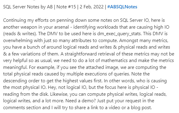 A_Bansal's tweet photo. SQL Server Notes by AB  | Note #15 | 2 Feb, 2022 | #ABSQLNotes https://t.co/qiIP3izah6