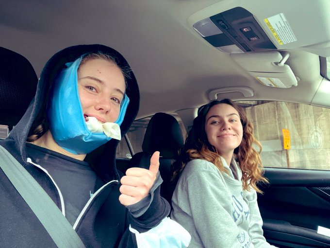 By popular request here&rsquo;s me post wisdom teeth removal in the jaw bra 😂  Also miss FreyFrey took me too