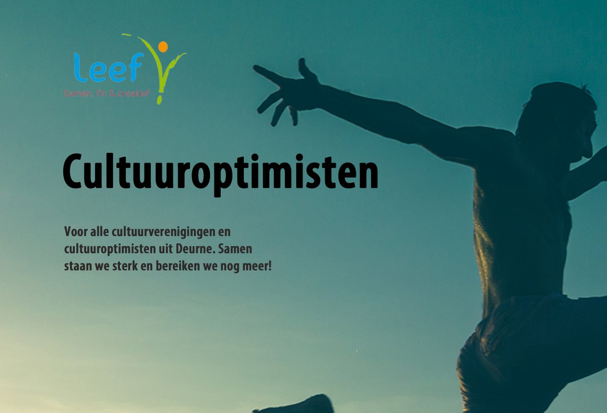 Ook in 2022 ontmoeten we elkaar tijdens de Cultuuroptimisten. Op woensdag 16 maart staat de eerste bijeenkomst voor cultuurpartijen gepland. Meer info op leefdeurne.nl/cultuuroptimis… <a href="/GemDeurne/">Gemeente Deurne</a> <a href="/VVVDeurne/">VVV Deurne</a>