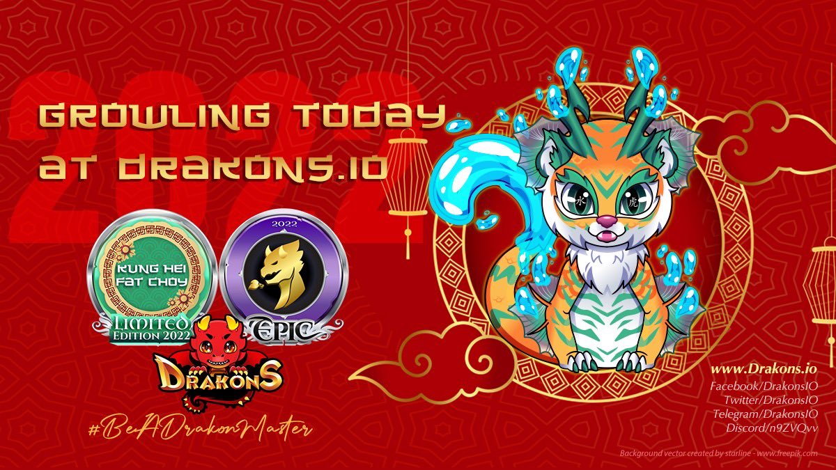 These #CNY2022 limited edition and epic #WaterTiger #Drakons #Nfts are now available at drakons.io/marketplace/li… <a href="/DrakonsIO/">Drakons</a> 

Grab this #luckycharm now! 

<a href="/coinkit_/">CoinKit</a> com 1 300 DGB #BeADrakonMaster