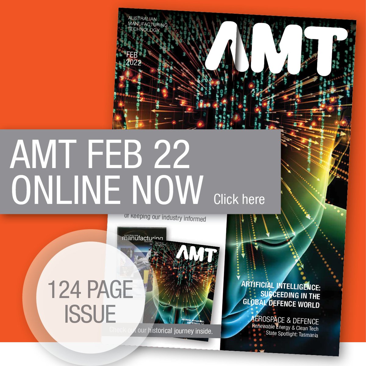Hot off the press! The new, 20th anniversary issue of AMT Magazine is now online. hubs.li/Q013k8kQ0 #australia #manufacturing #technology