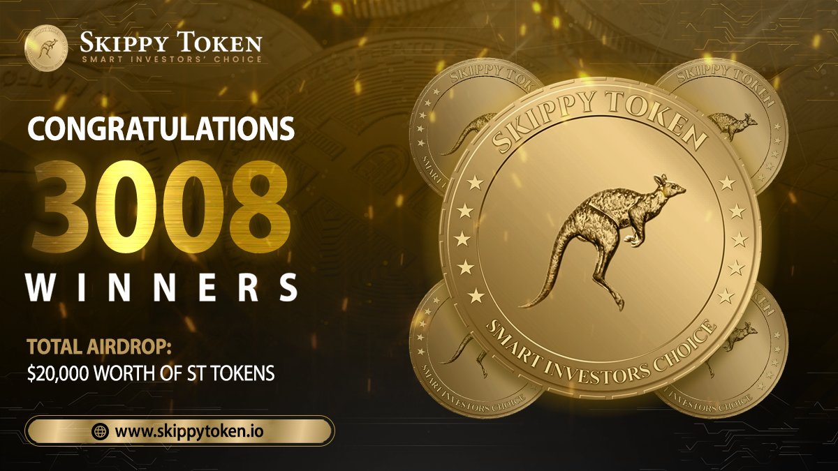 Dear #SkippyToken Community,

We thank you for patiently waiting for the #airdrop announcement. 🙏

Congratulations to all the #winners! For those who missed out, we will be doing another huge prize draw during the upcoming #ICO.

Read more 👇
medium.com/@SkippyToken/s…

#ST $ST