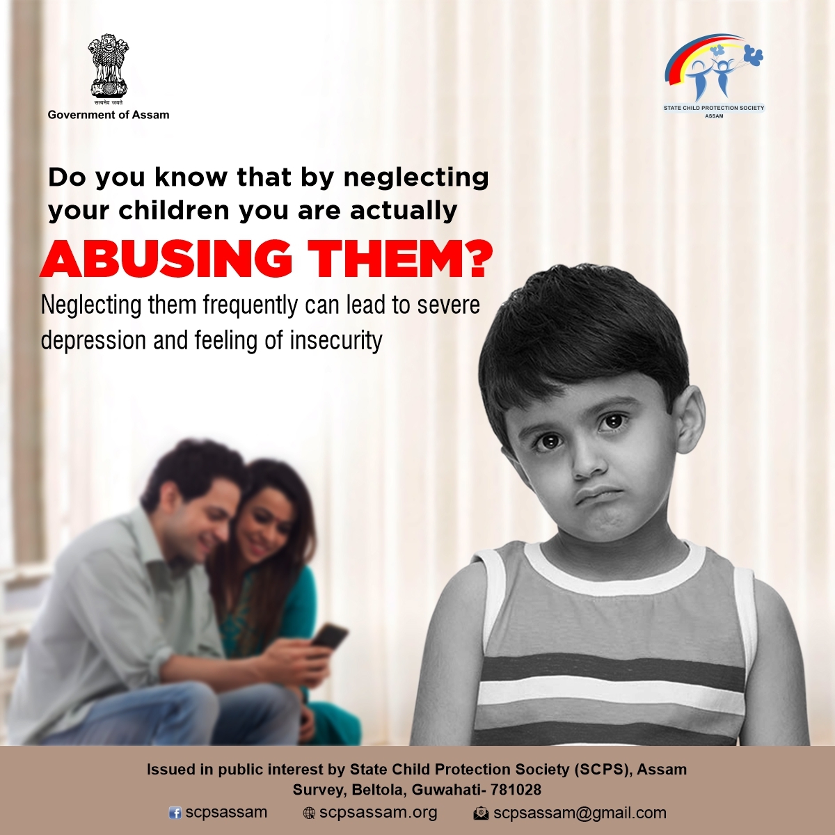 scps_assam's tweet photo. When parents are continually unavailable for their children, in other words, when parents neglect their children, it constitutes abuse. Neglect can have damaging effects on a child's well-being and it is one of the most common forms of child abuse. #DontNeglect #childabuse https://t.co/w4Txtcutkr