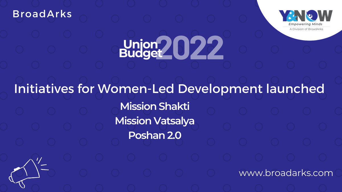 BroadarksTech's tweet photo. 👉Sustained focus on women and child development. 
👉'Nari Shakti' - 'harbinger of the country’s bright future and for women-led development'
👉3 schemes were launched to provide integrated development for women and children
#womenempowerment 
#childcare 
#BudgetWithBroadArks https://t.co/FcjvqcUofM
