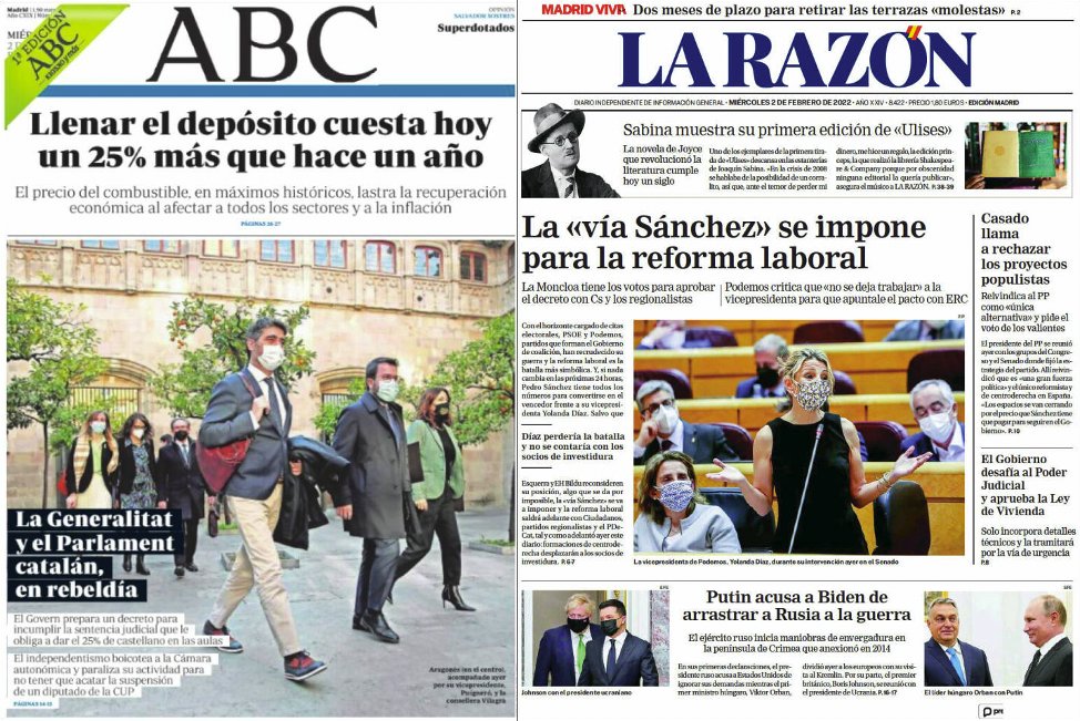 Servimedia's tweet photo. #BuenosDías y #FelizMiércoles ☕️📰 

📄 El #Gobierno avanza en una mayoría para la #ReformaLaboral en torno a Ciudadanos

⛽️ Llenar el depósito cuesta hoy un 25% más que hace un año

🇪🇺🦠 Europa encara el final de las restricciones tras dos años de #pandemia 

🗞️Temas de hoy https://t.co/EI1fvdFzhp