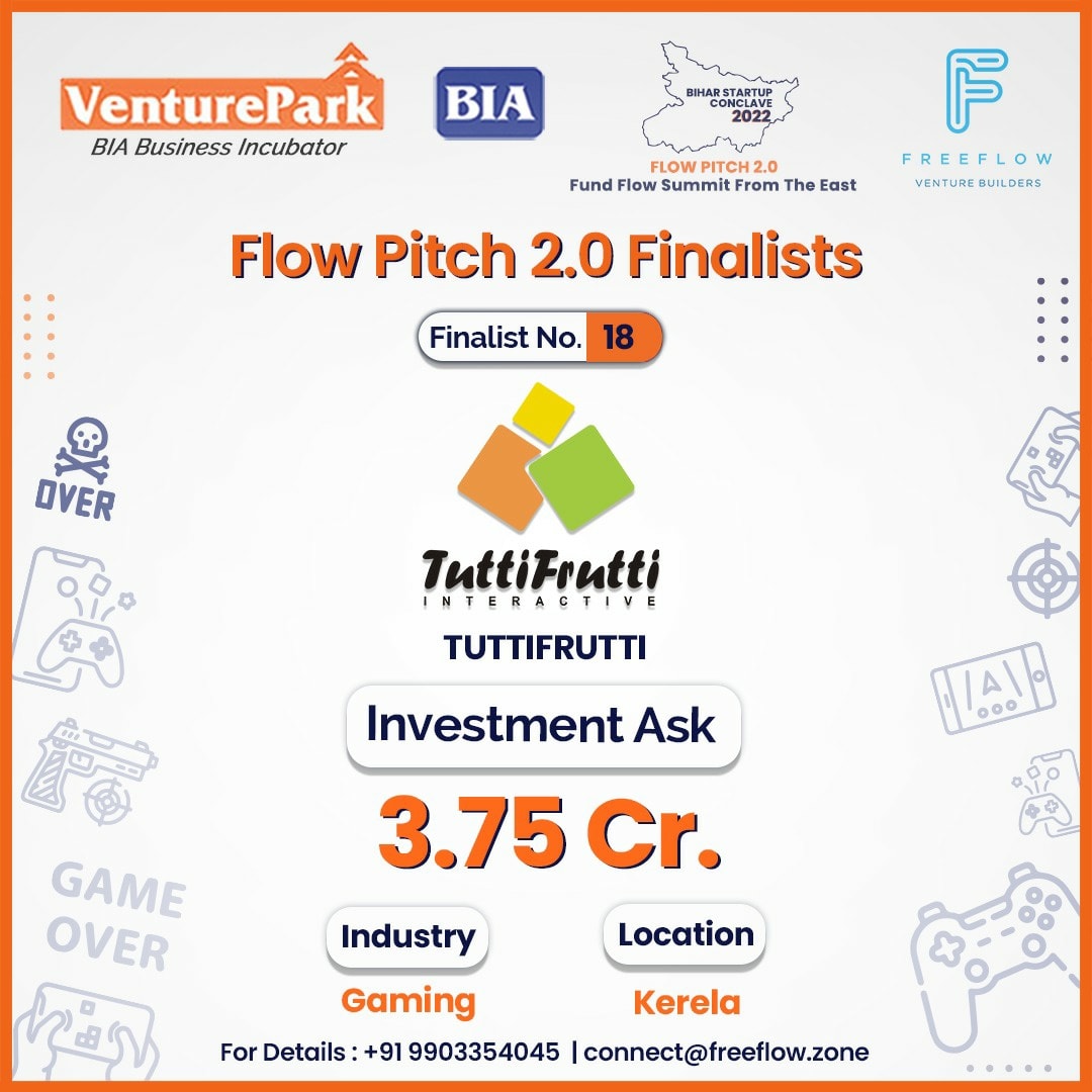 freeflow_zone's tweet photo. Introducing Flow Pitch 2.0 Finalists!
Congratulations Tuttifrutti Interactive for being selected as one of the Top 50 Finalists for Flow Pitch 2.0 Bihar Startup Conclave.
Wishing you all the best! 
#flowpitch2 #freeflow #bia #biharindustriesassociation #venturepark https://t.co/wrhu2Hjkxk