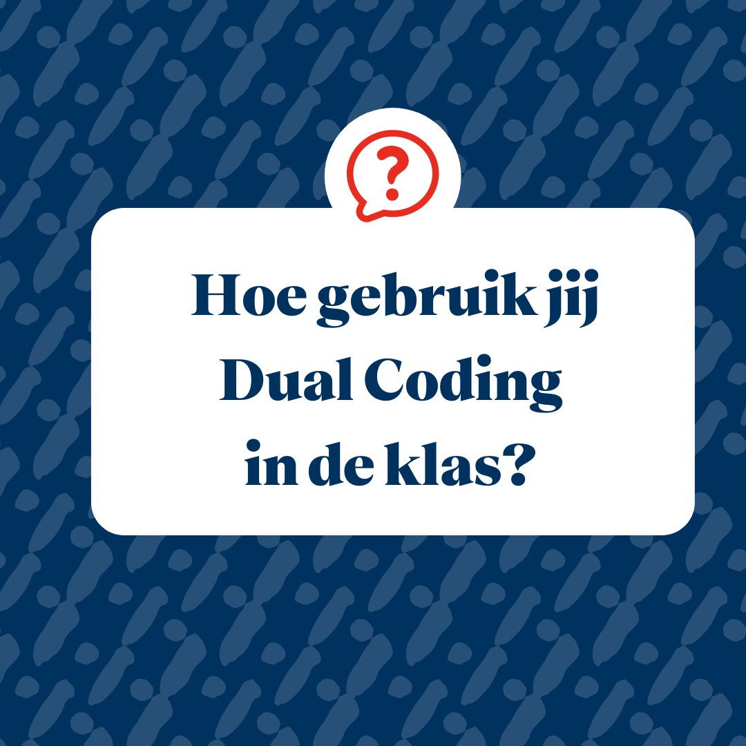 Deel jouw kennis en ervaring!

Dual Coding is - kort samengevat - het combineren van woord en beeld, waardoor je iets beter onthoudt. Wij zijn erg benieuwd hoe jij dit toepast in de klas. Waar let je op en wat zijn jouw tips voor collega's? 

bit.ly/3IViDim