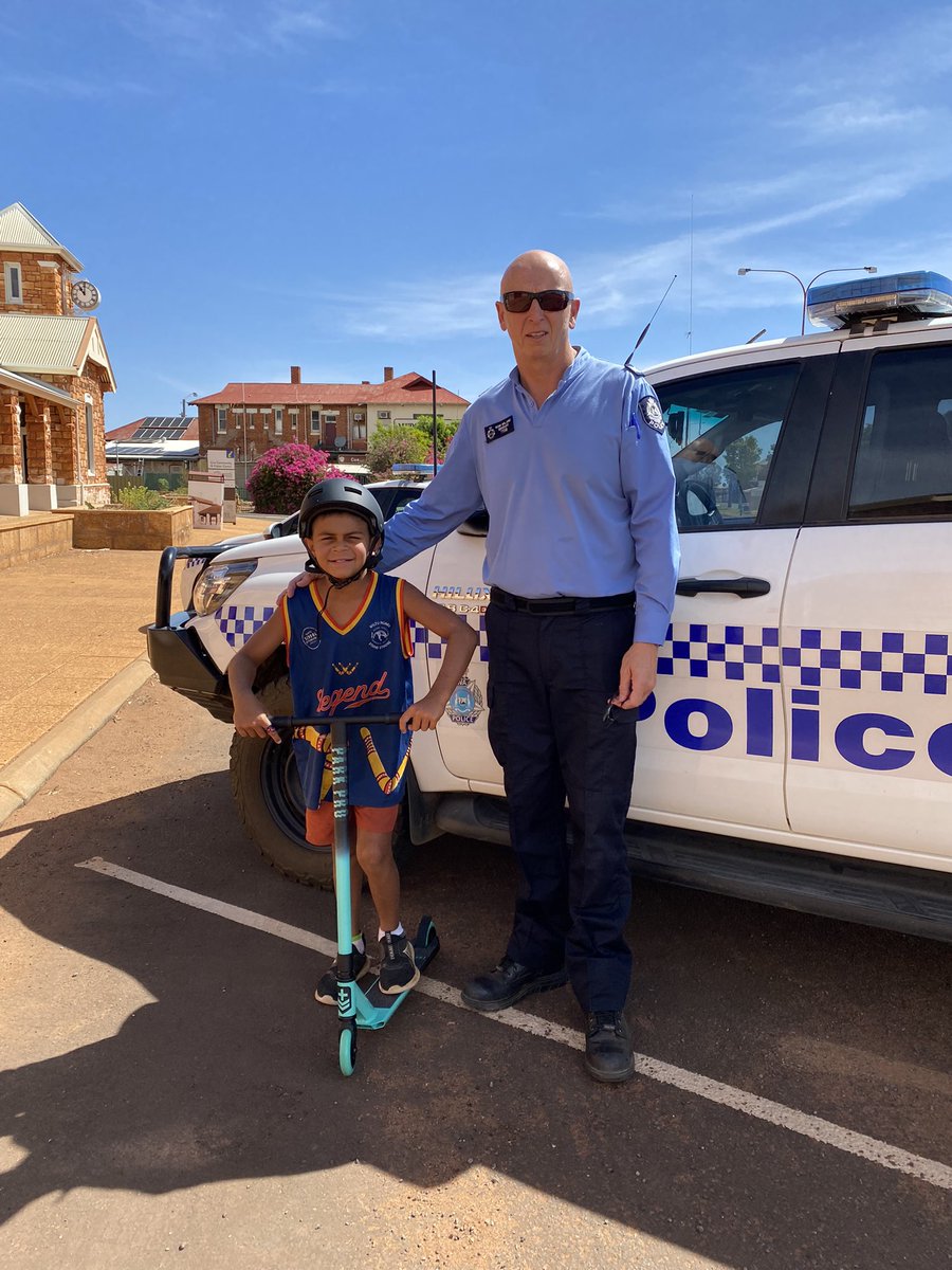 Jayziah receives his new scooter and helmet for being a team player and getting his first COVID vaccination. #rollupforwa #fb