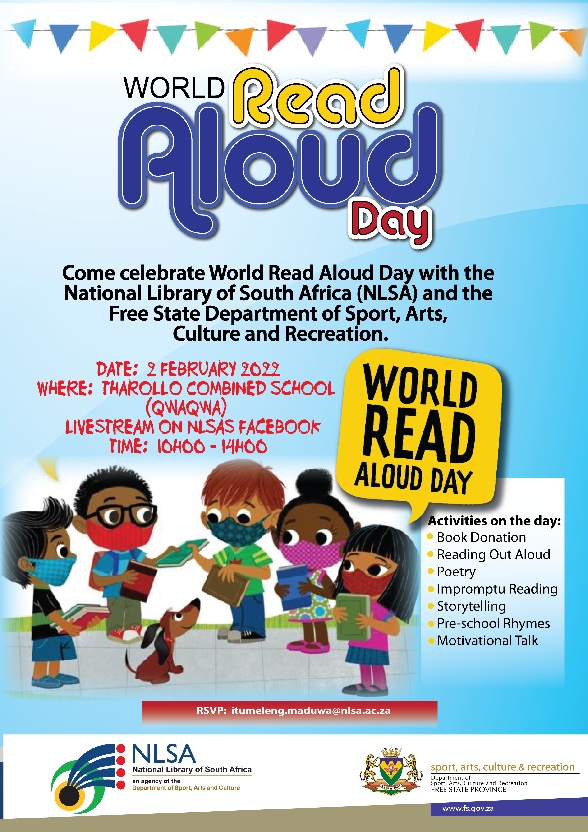 Happy World Read Aloud Day!!!
The NLSA is visiting the Free State today, be sure to join us, livestreaming of the event will take place on our FB page later today!

How are you celebrating WRAD ?

#WRADChallenge
#WorldReadAloudDay