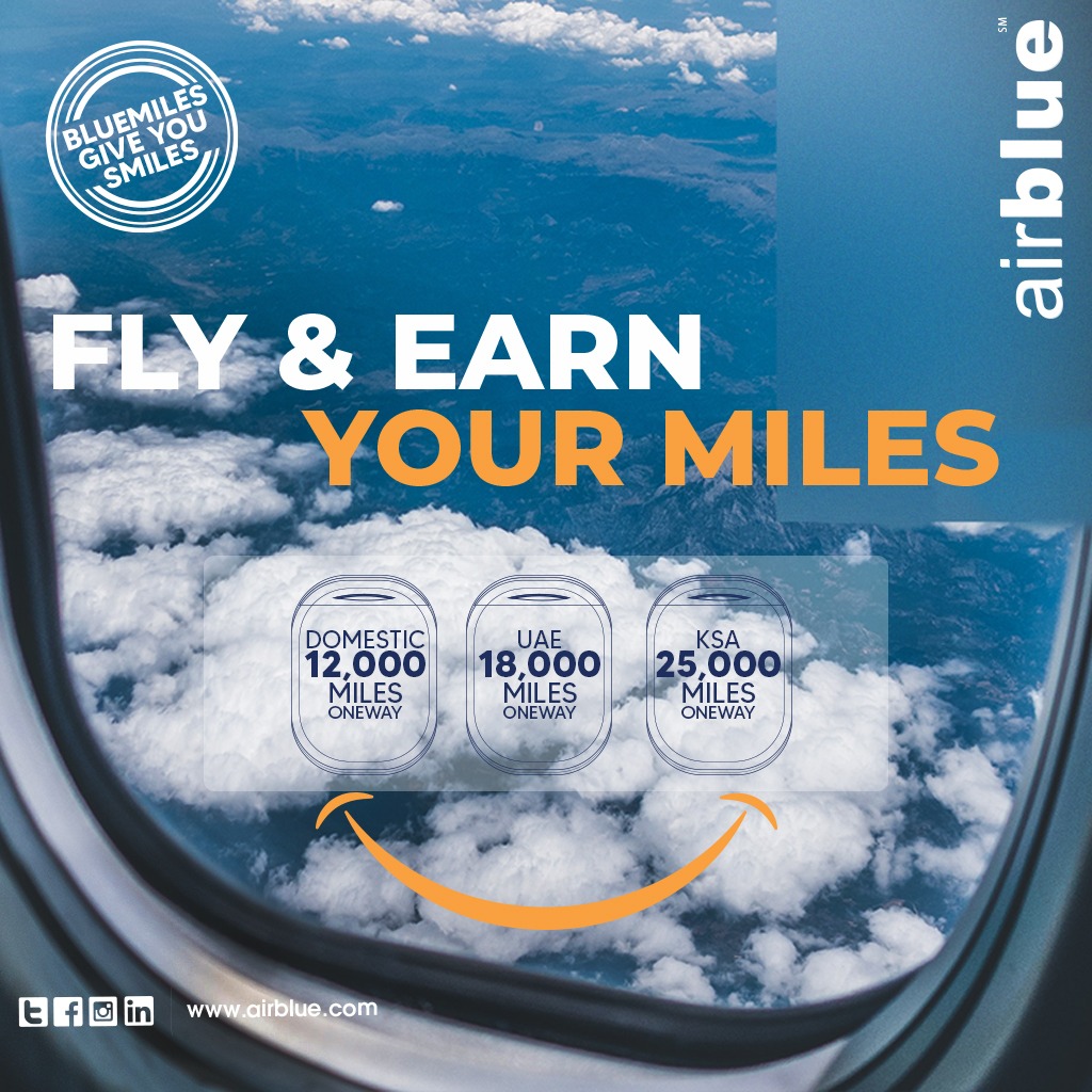 airblueairline's tweet photo. Now fly smart with #Bluemiles π
The best redemption #FrequentFlyer Program in #Pakistan.
Sign up & become a member today at https://t.co/3gJOdWmIAN
#airblue #frequentflyerprogram #flyingredefined #KSA #InternationalMiles #UAE #DomesticMiles https://t.co/qoMmdEcko4