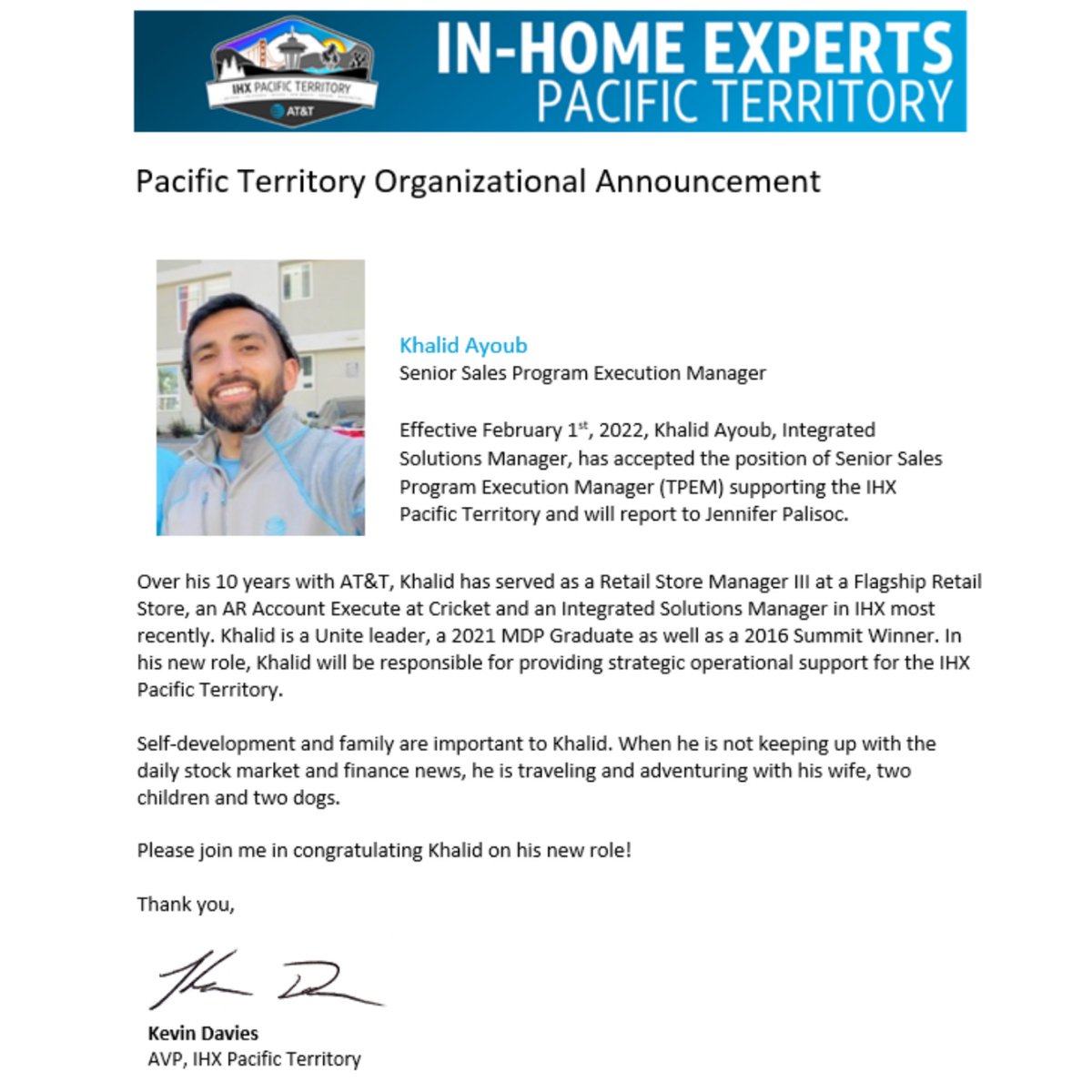 Kevin Davies (@kdavies_ihx) on Twitter photo The most interesting man in IHX is taking the next step! <a href="/ka124j/">khalid ayoub</a> we are proud of you and excited to see you take your leadership to another level in your new role supporting <a href="/IHXPacific/">IHX Pacific IMPACT</a> The most interesting man in IHX is taking the next step! <a href="/ka124j/">khalid ayoub</a> we are proud of you and excited to see you take your leadership to another level in your new role supporting <a href="/IHXPacific/">IHX Pacific IMPACT</a>