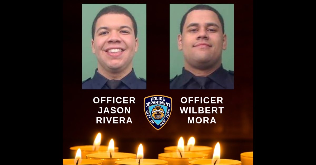 PajaritoAzul76's tweet photo. NYPD Officer #WilbertMora funeral service today at 10:00. He is 27-yo partner of 22-yo Officer #JasonRivera They will never be another year older. #STOODINTHEGAP for the citizens of NYC. TRUE HEROES 🇺🇸 THIS IS OUR TURNING POINT | TUNE IN VIA LIVESTREAM. https://t.co/DyPZafY9k7