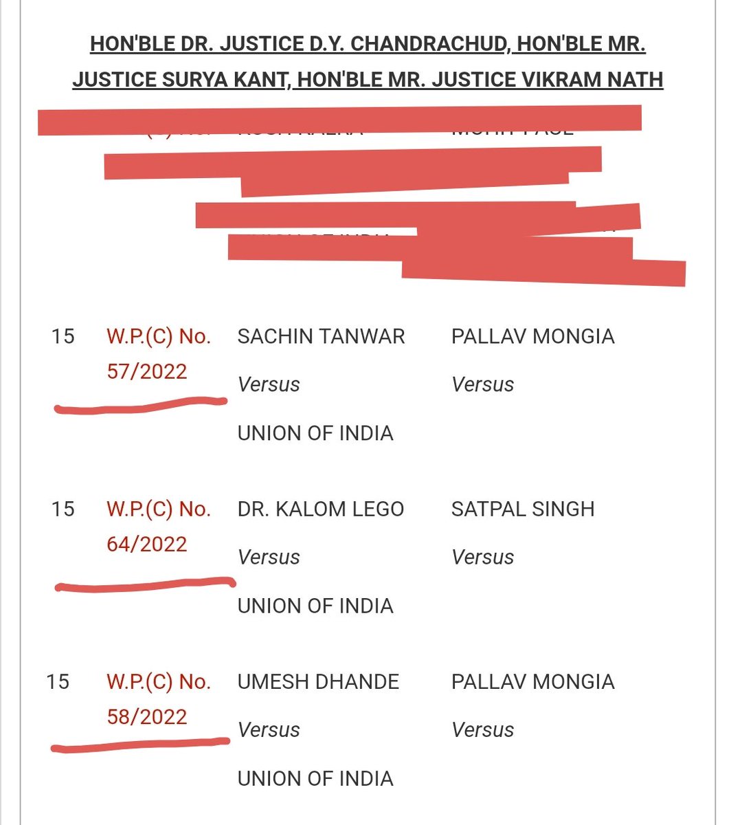 ActivistSukhpal's tweet photo. #PostponeGate2022 
WP(C) No. 57/2022; 58/2022; 64/2022 ;
Listed on 3/2/22;
Cause List No. 15 @ #SupremeCourt 
Best wishes to learned counsels.🤞🤞
#SCdelayGATE22 #delayGATE22 https://t.co/twagD7kevq